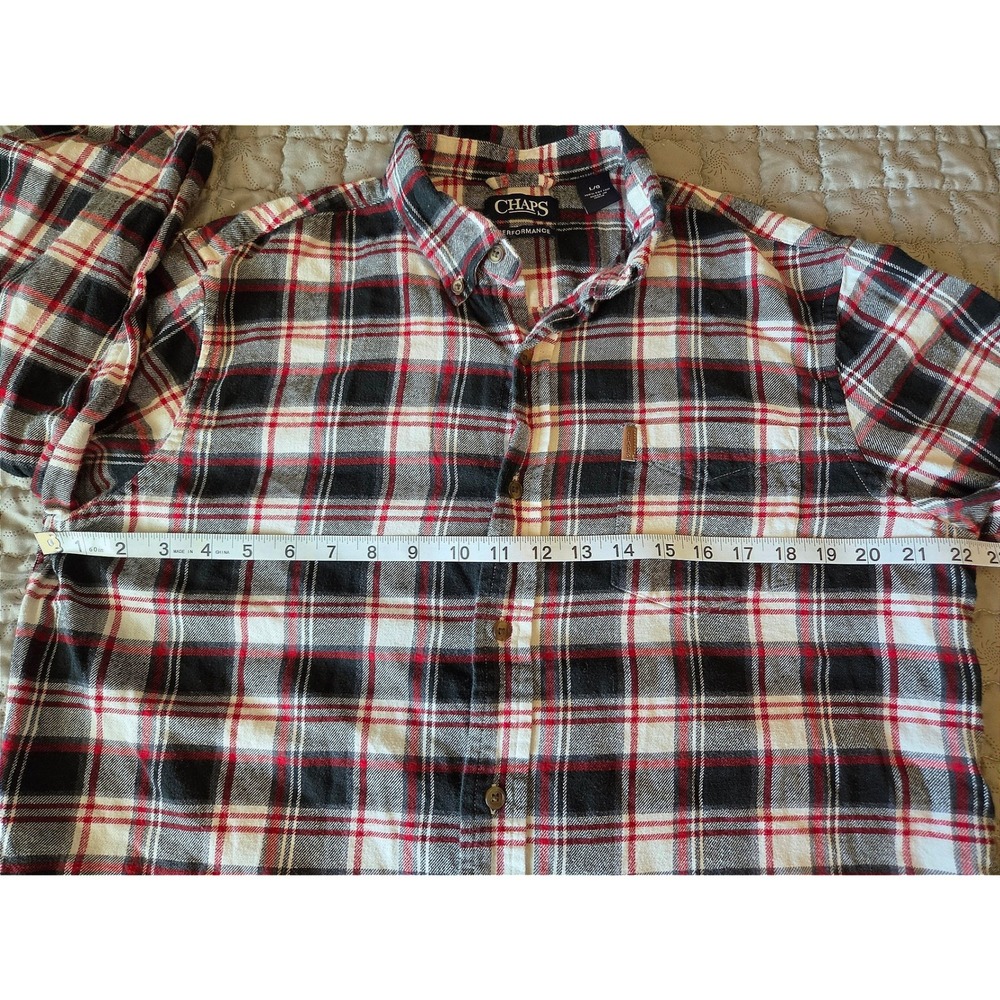 Chaps Men's Large Plaid Flannel Button Down Shirt - Picture 4 of 10